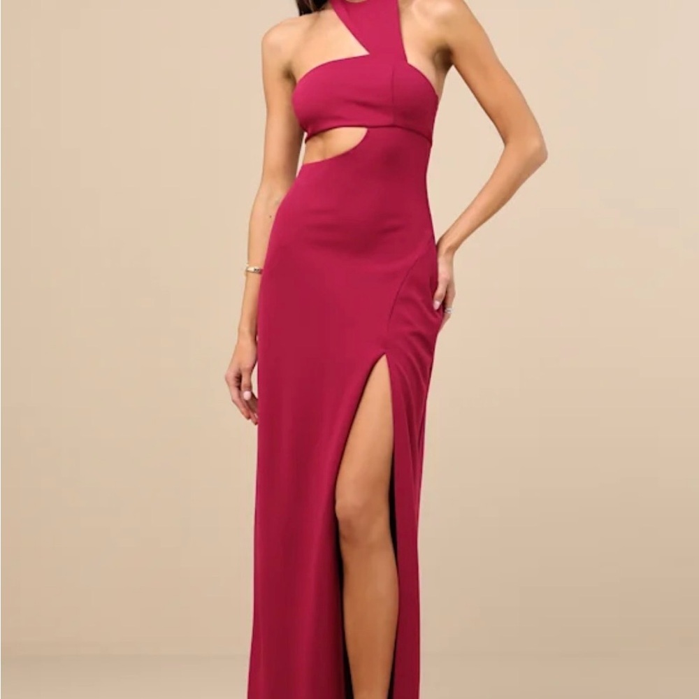 Lulu's Wine Asymmetrical Maxi Dress